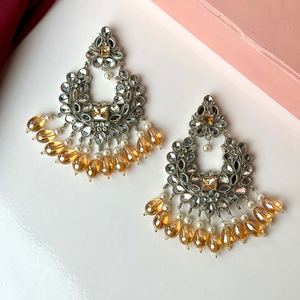 Ishaal Silver (Champagne) Earring/Teeka Set