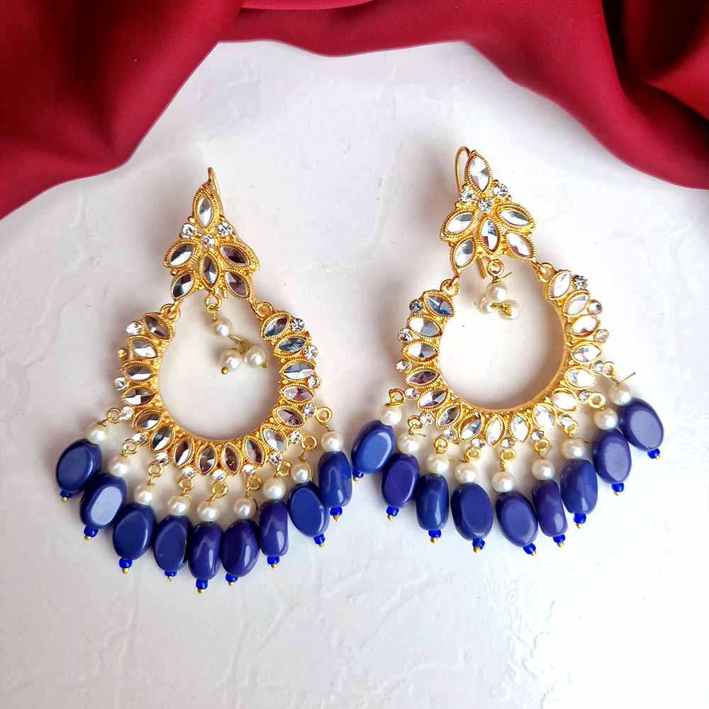 Manika Earrings/Necklace (Dark Blue)