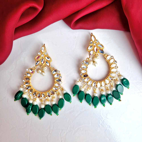 Manika Earrings/Necklace (Dark Green)