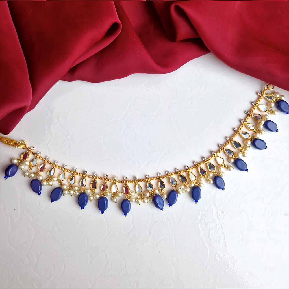 Manika Earrings/Necklace (Dark Blue)