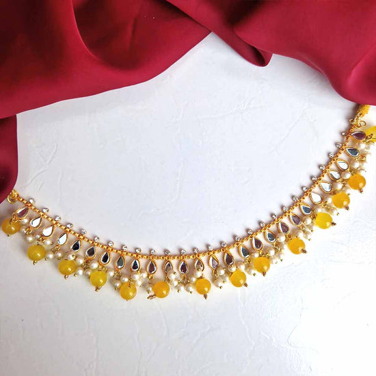 Manika Earrings/Necklace (Mustard Yellow)
