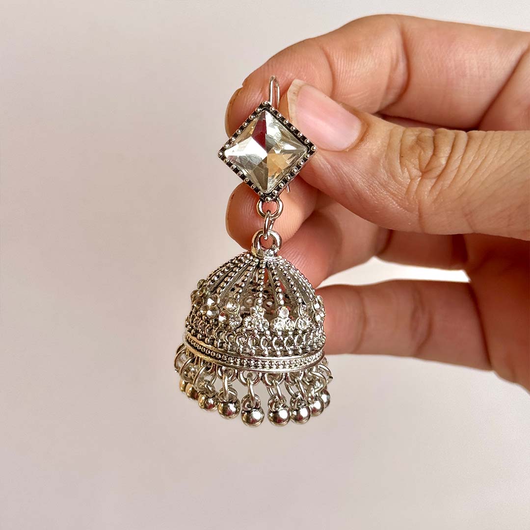 Banu Jhumka Earrings (Silver)