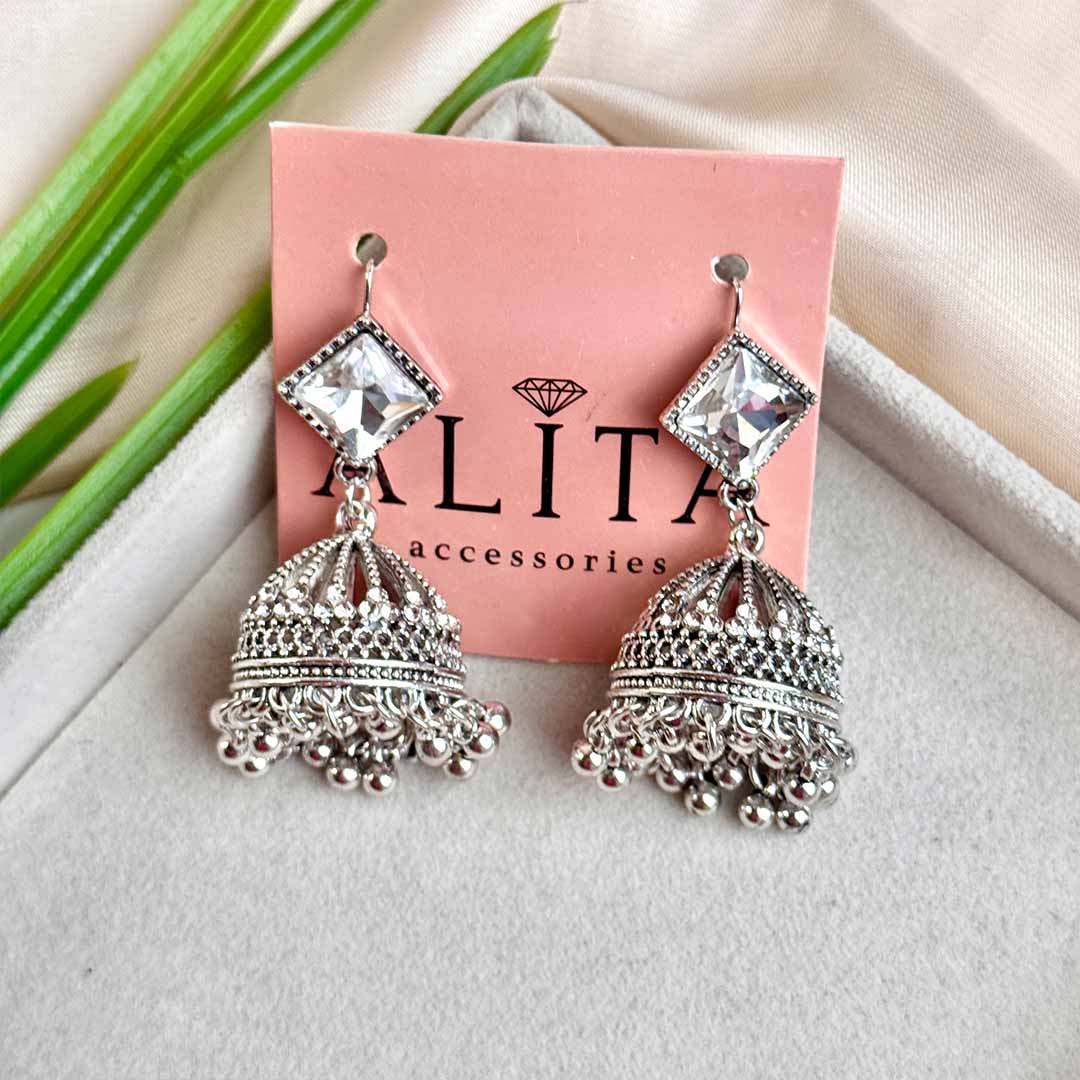 Banu Jhumka Earrings (Silver)