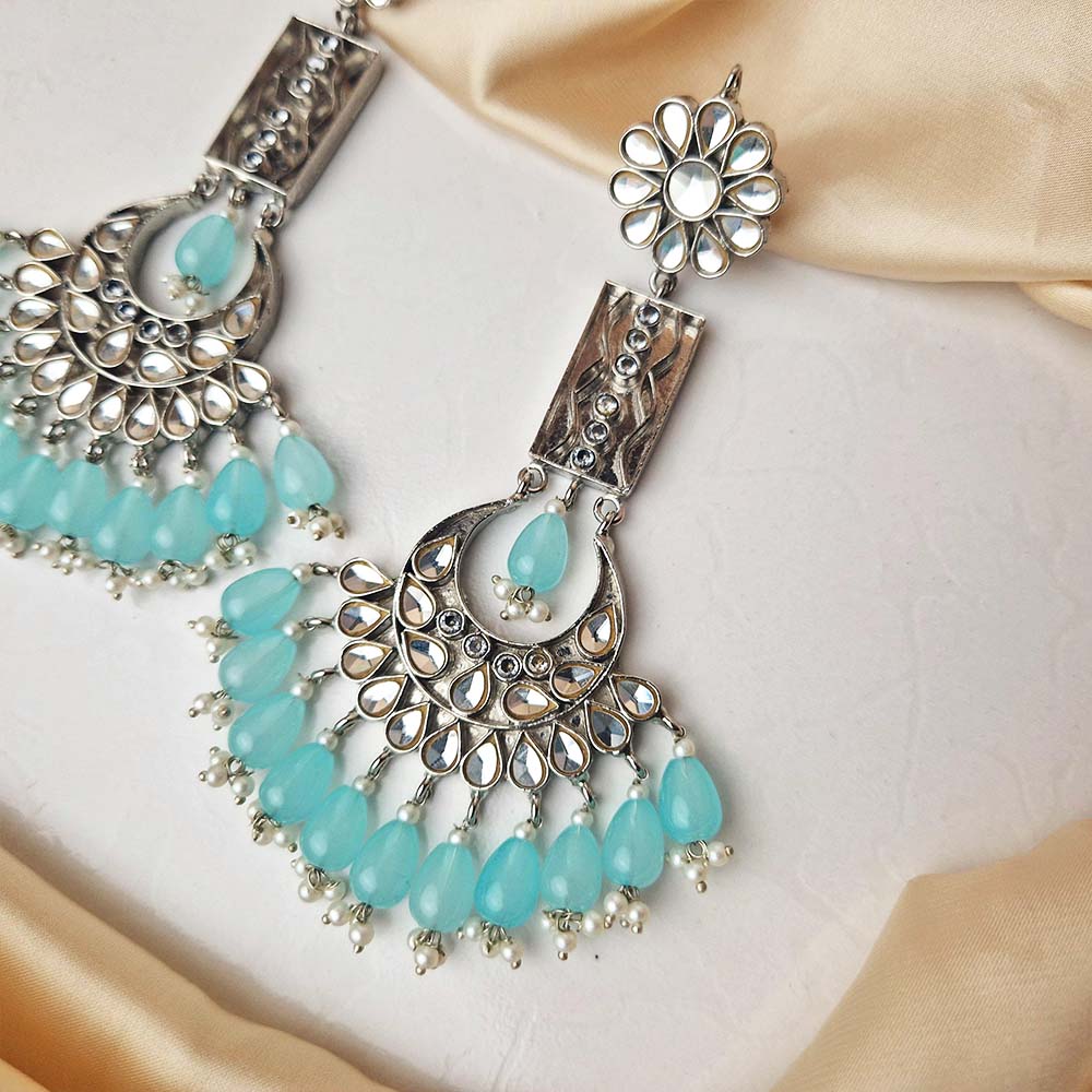 Kundan Earrings (Light Blue)