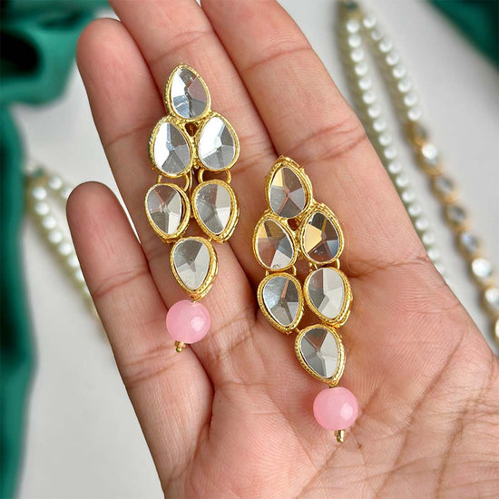 Kundan Maala/Earrings (Baby Pink)