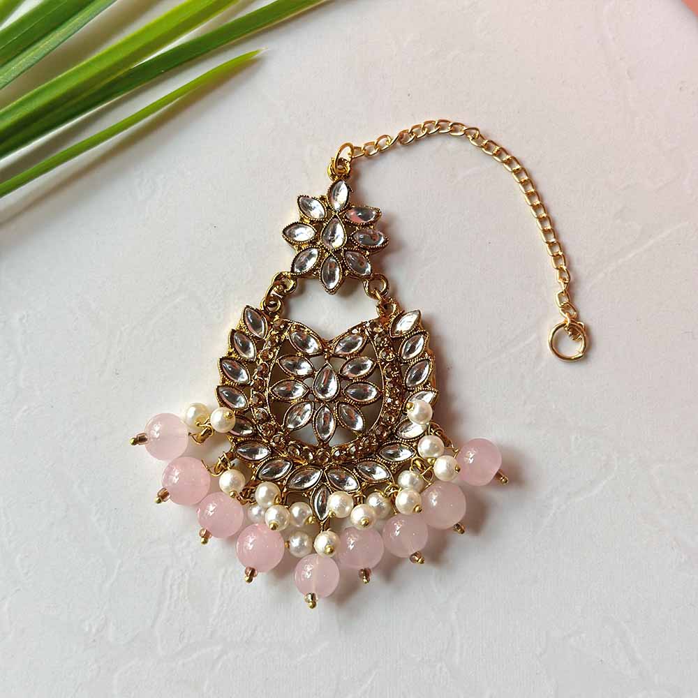 Sameera Earrings/Teeka Set (Baby Pink) - Alita Accessories