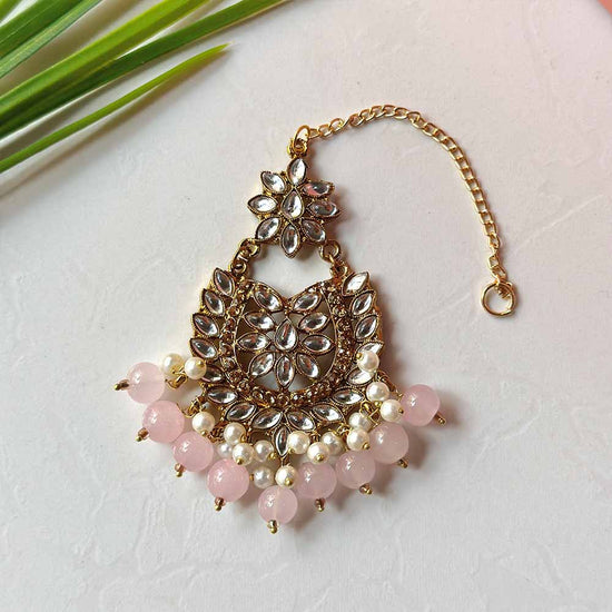 Sameera Earrings/Teeka Set (Baby Pink) - Alita Accessories