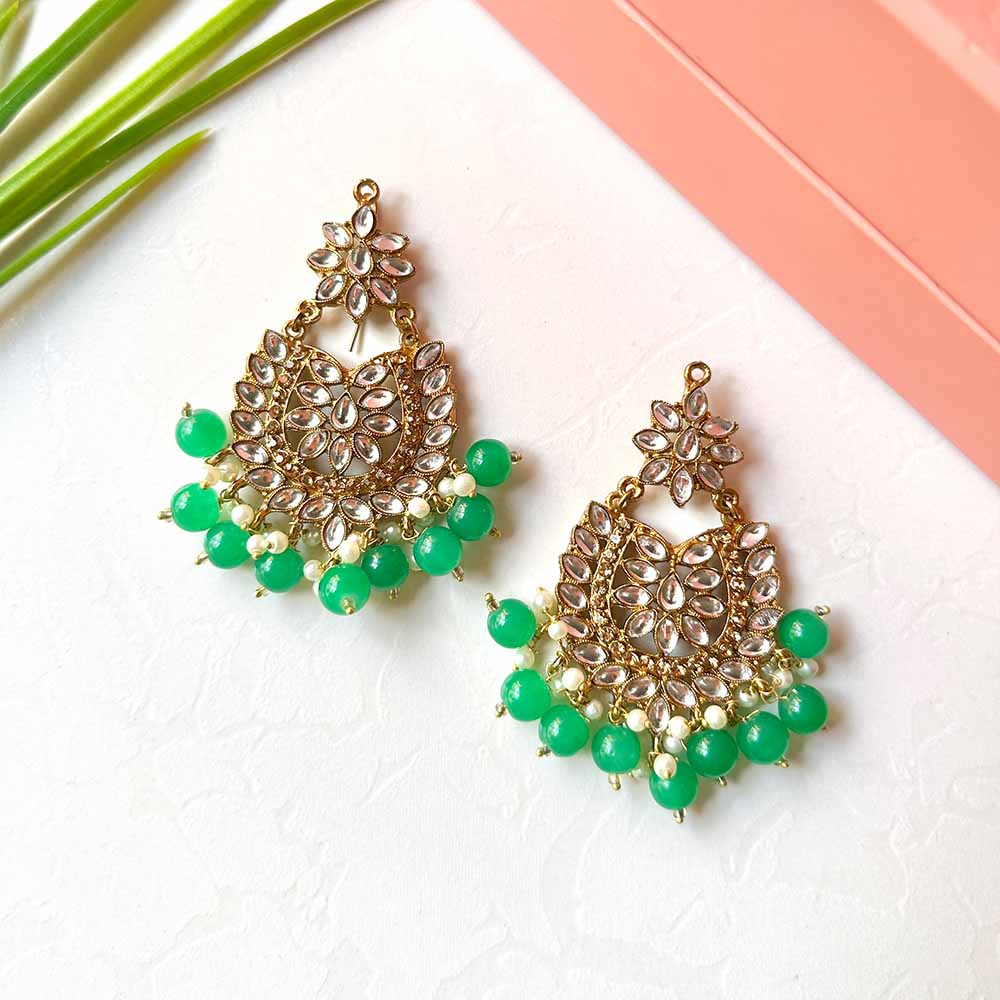 Sameera Earrings/Teeka Set (Parrot Green) - Alita Accessories