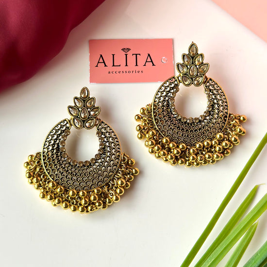Load image into Gallery viewer, Ethnic Lotus Earrings (Golden)
