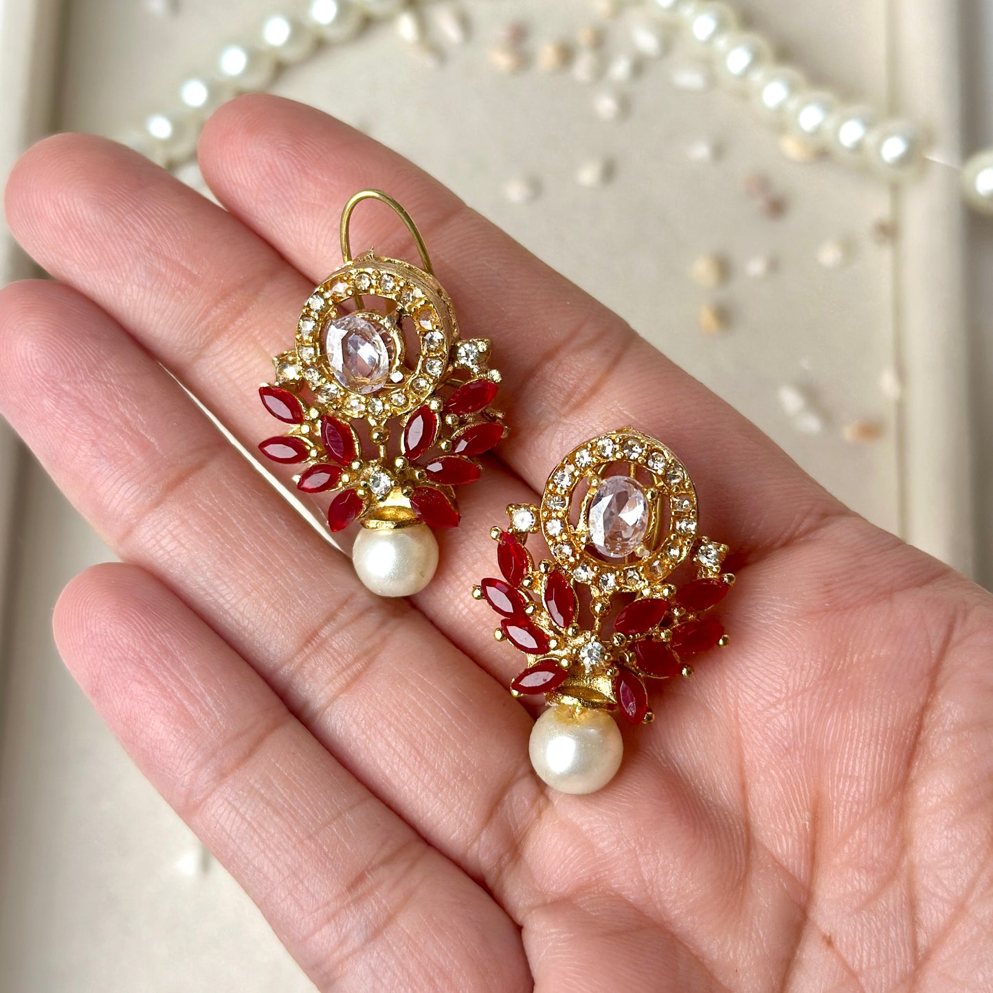 Lana Earrings (Golden maroon)
