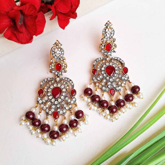 Aleeza Earrings (Maroon)