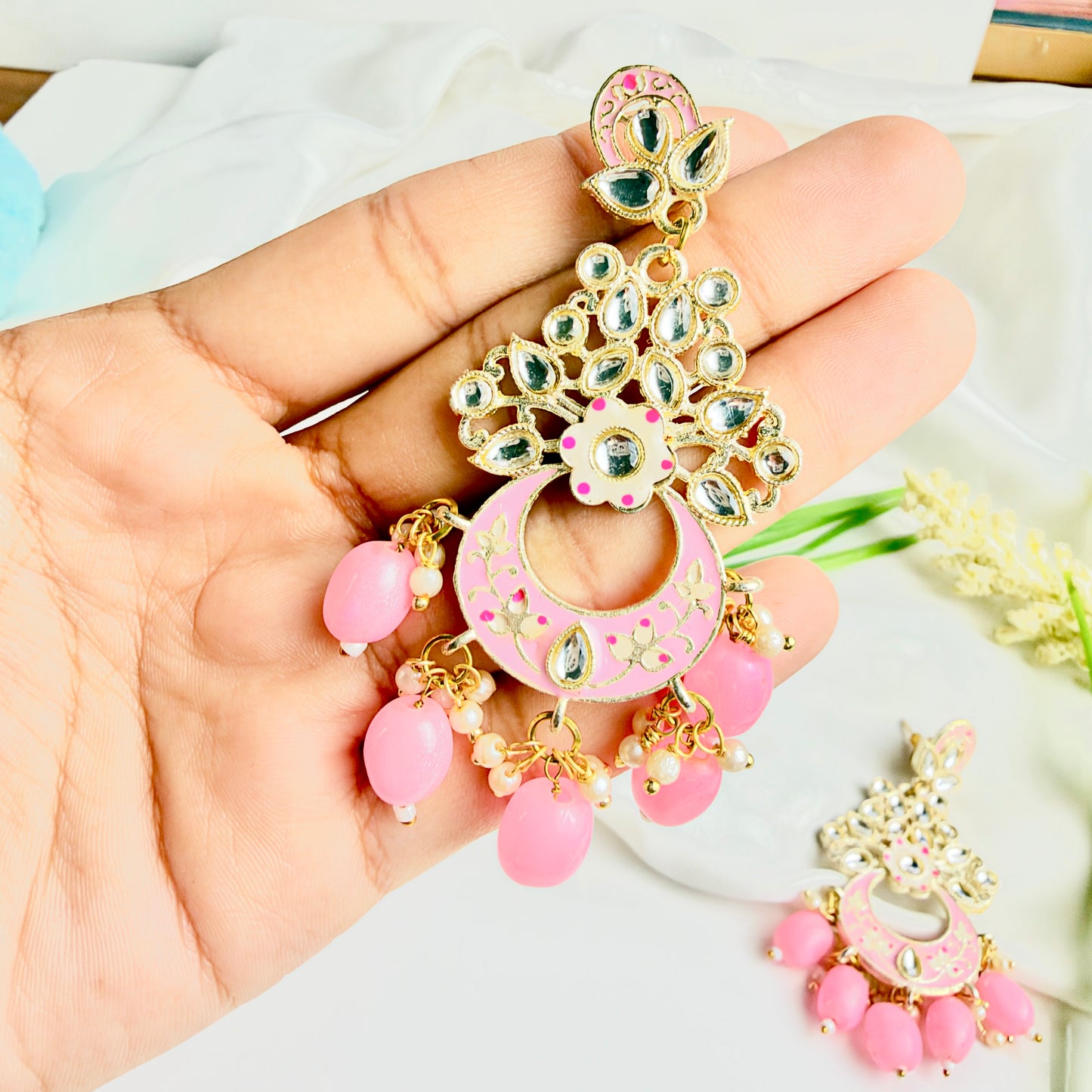 Chaand Baali (Baby Pink)