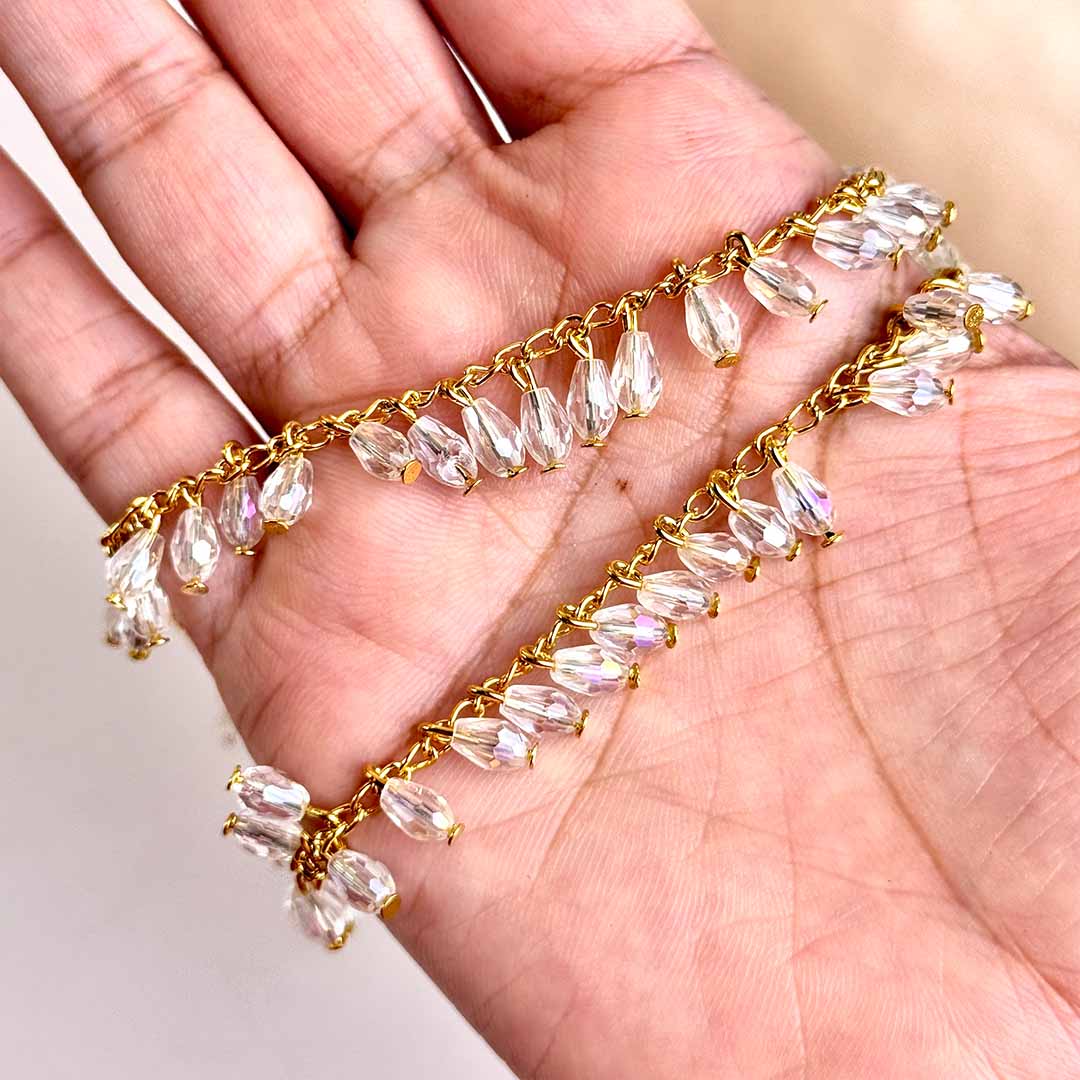 Crystal Drop Anklet (Golden)