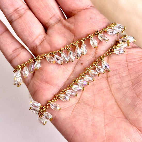 Crystal Drop Anklet (Golden)