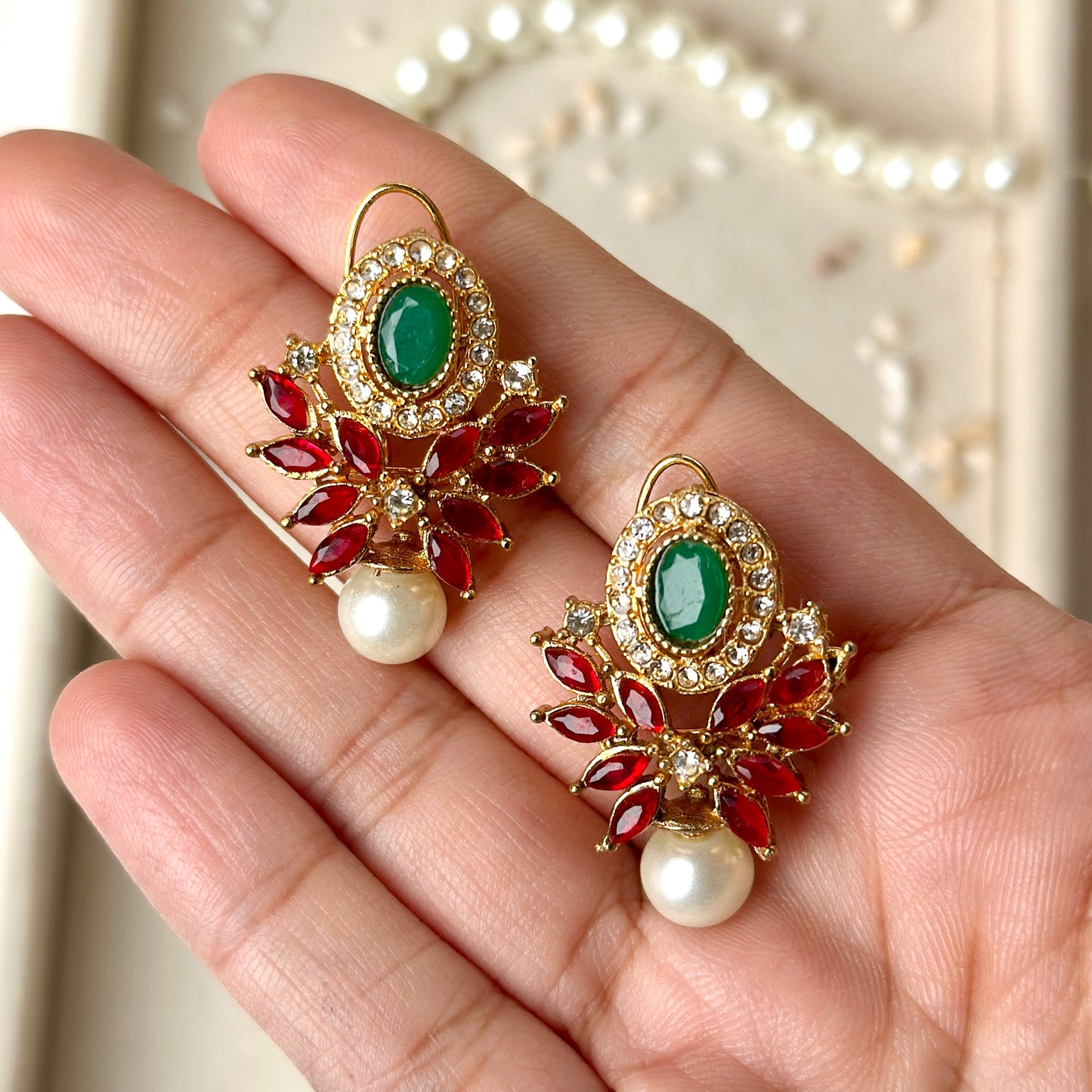 Lana Earrings (Golden Red Green)