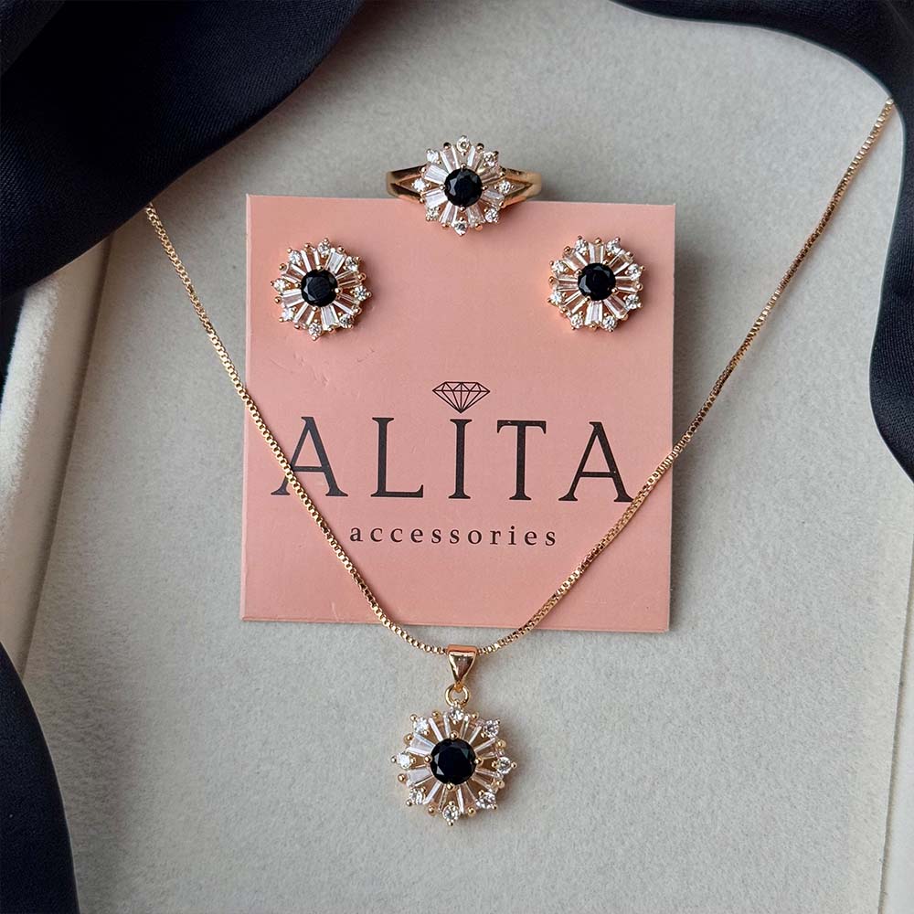 Dahlia Pendant Set (Black)