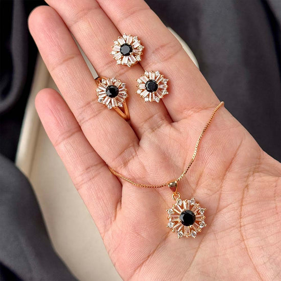 Dahlia Pendant Set (Black)