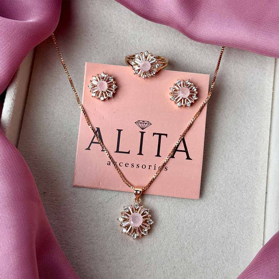 Dahlia Pendant Set (Pink)