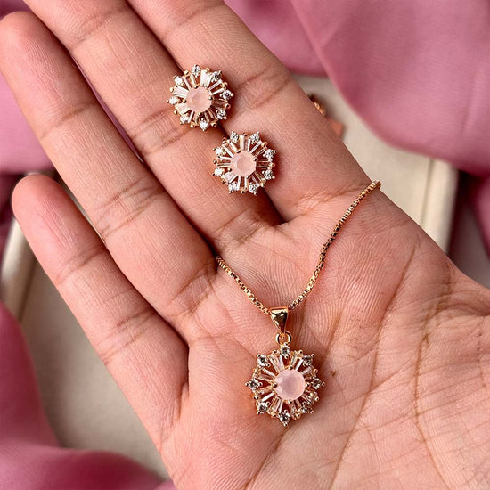 Dahlia Pendant Set (Pink)