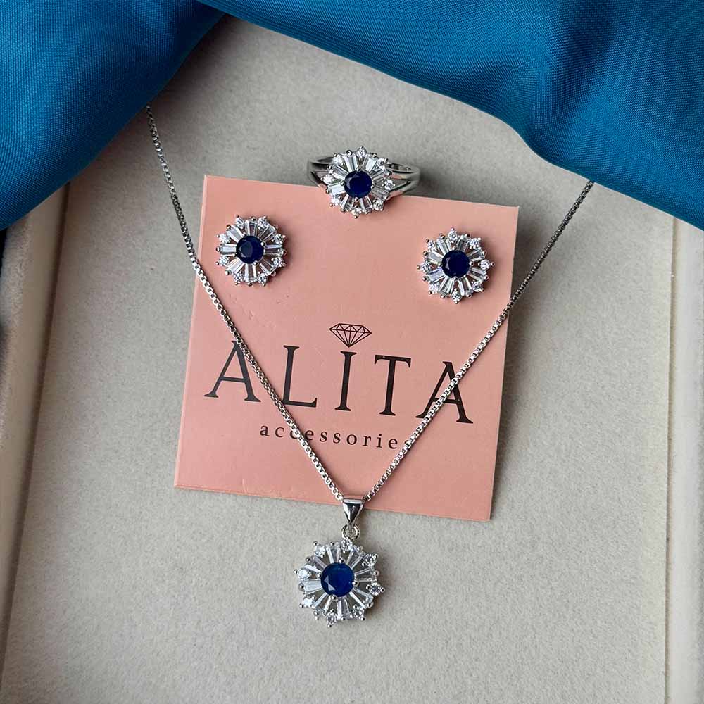 Dahlia Pendant Set (Blue)