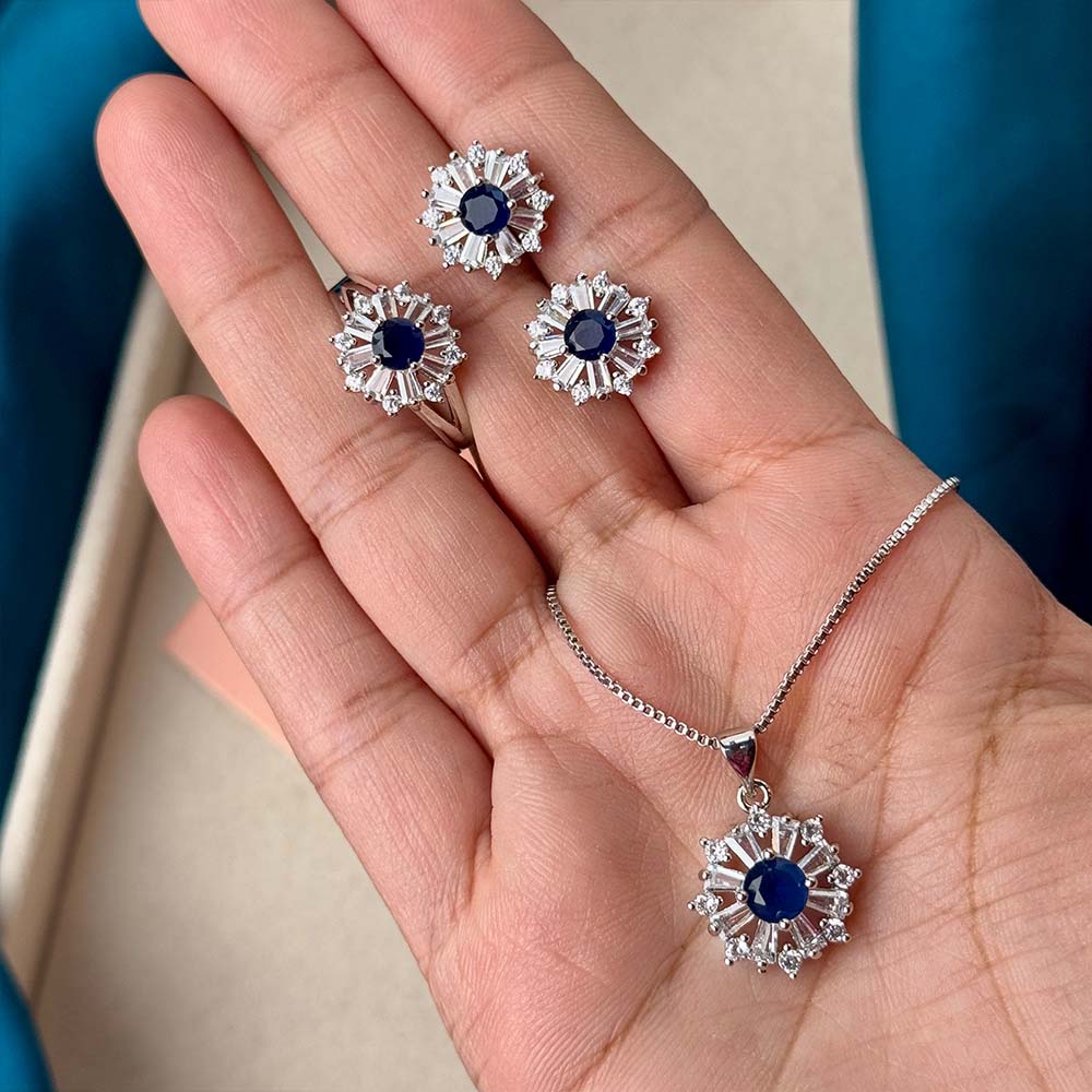 Dahlia Pendant Set (Blue)