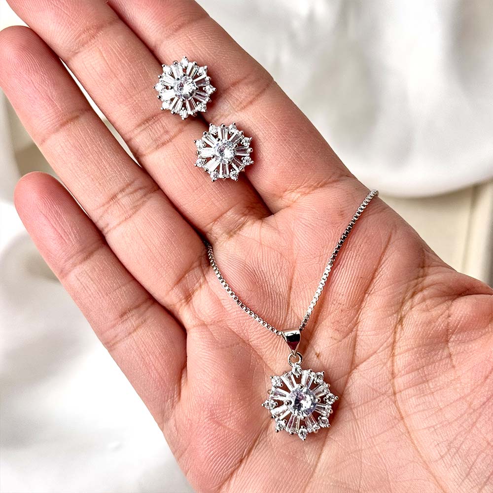 Dahlia Pendant Set (Silver)