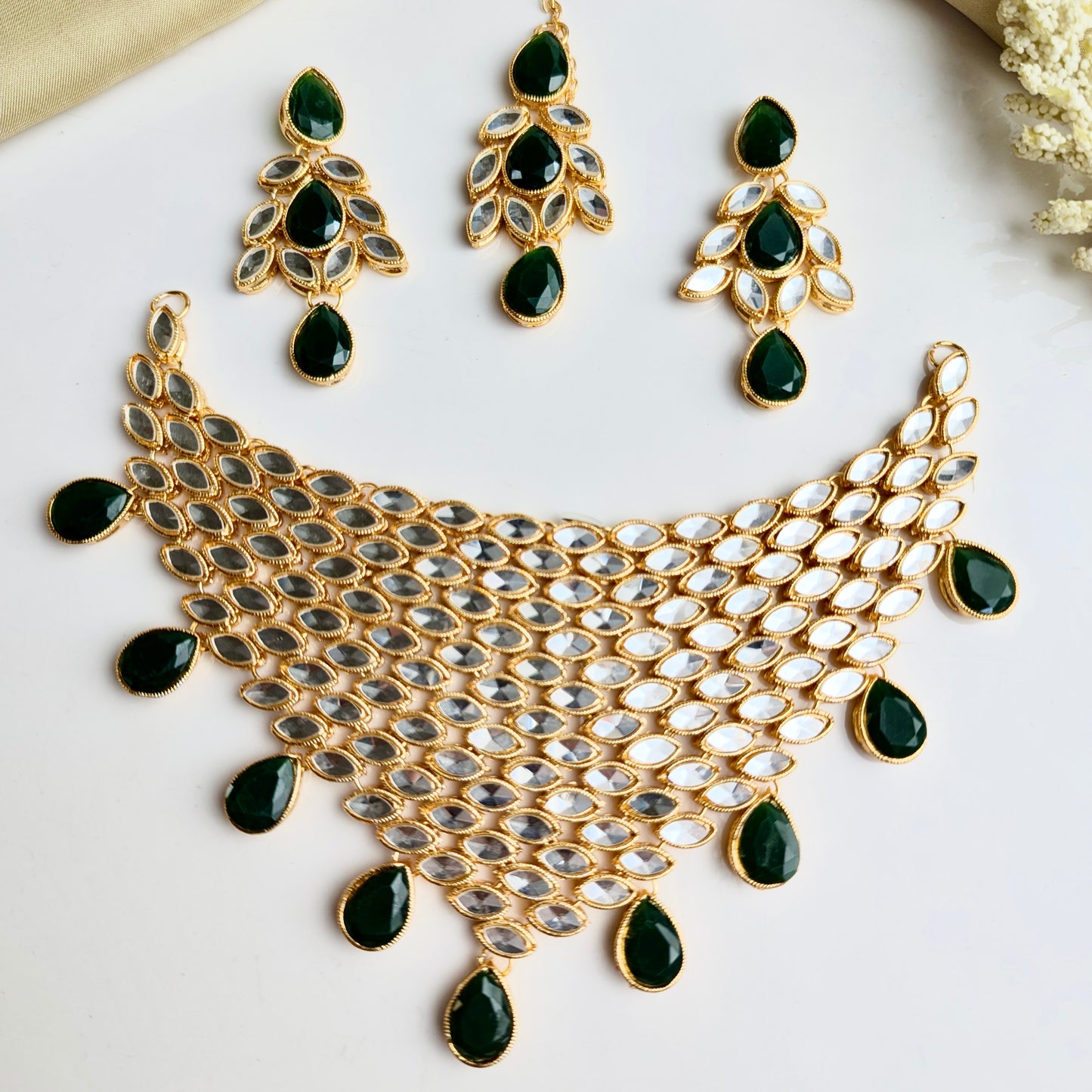 Gul-e-Shahi Necklace Set (Green)