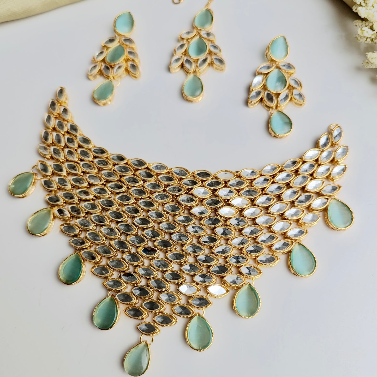 Gul-e-Shahi Necklace Set (Mint)