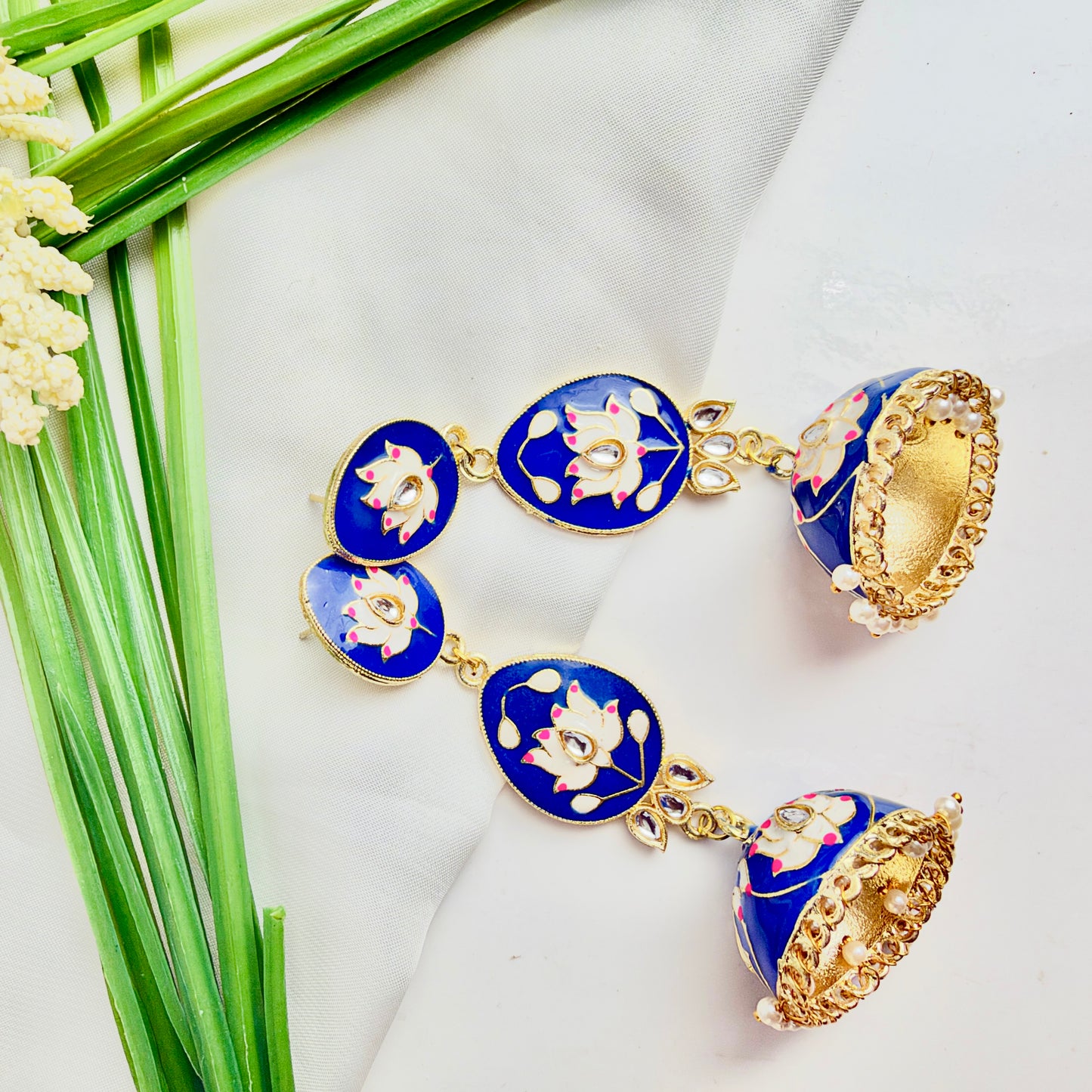 Gulbahar Jhumka (Royal Blue)