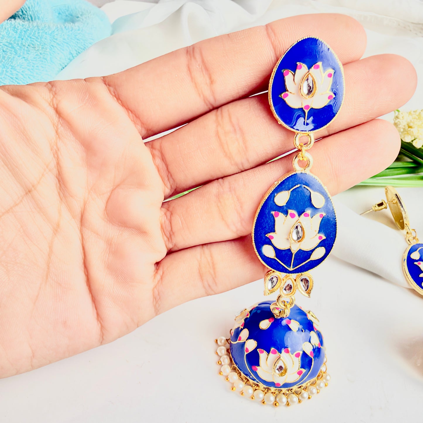 Gulbahar Jhumka (Royal Blue)