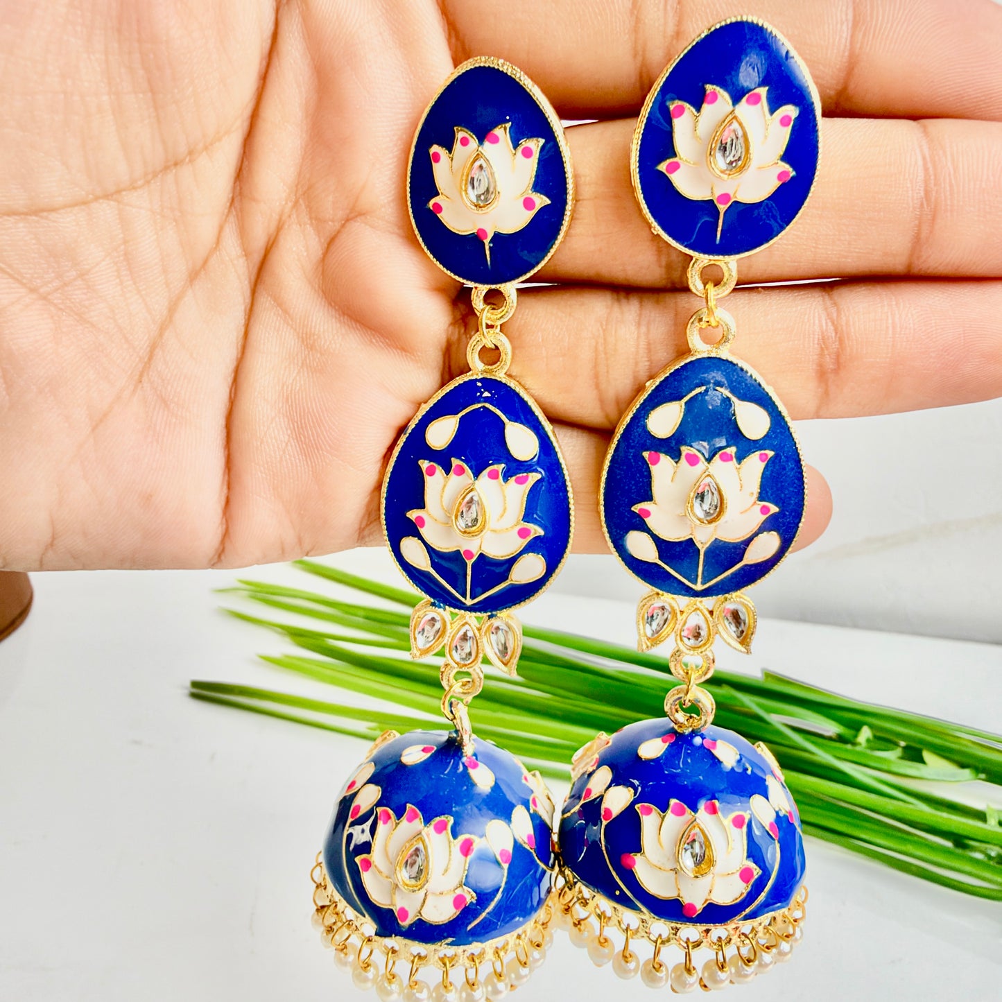 Gulbahar Jhumka (Royal Blue)