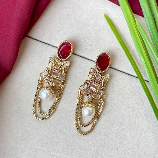 Gulrukh Earrings (Maroon)