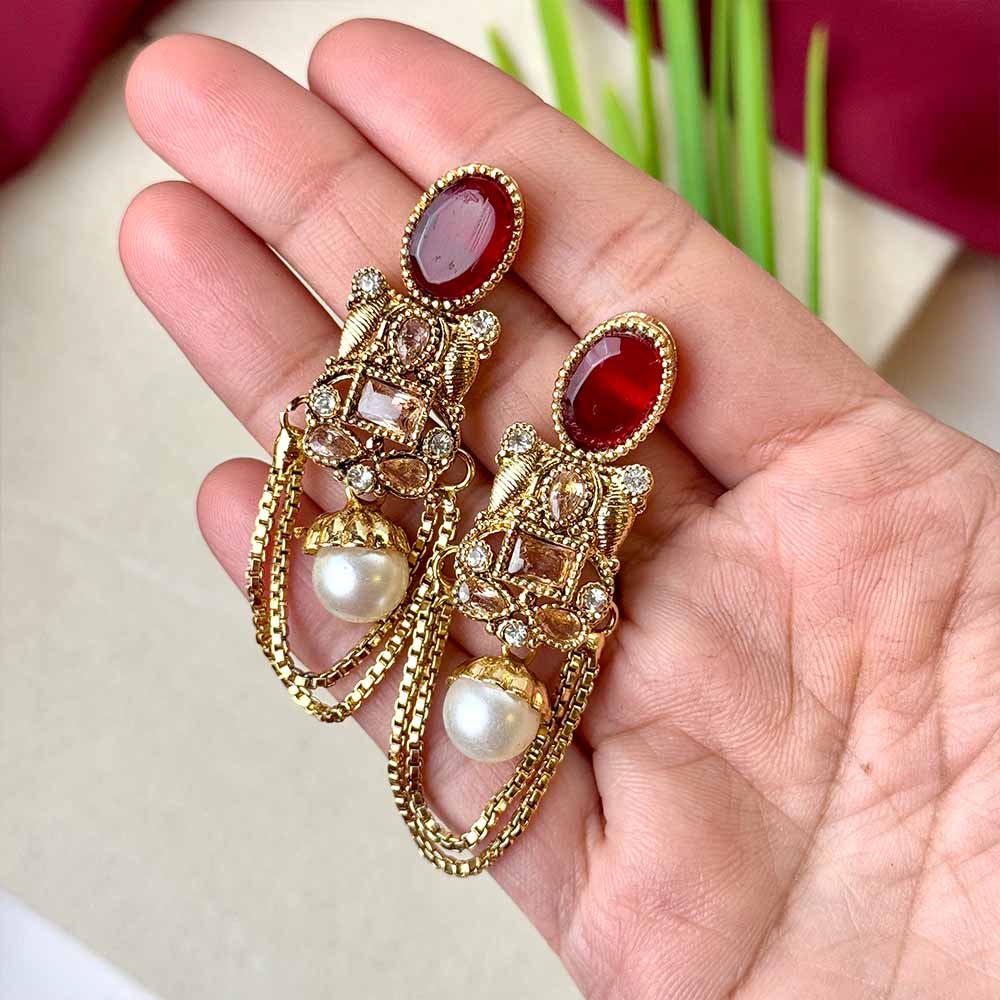 Gulrukh Earrings (Maroon)