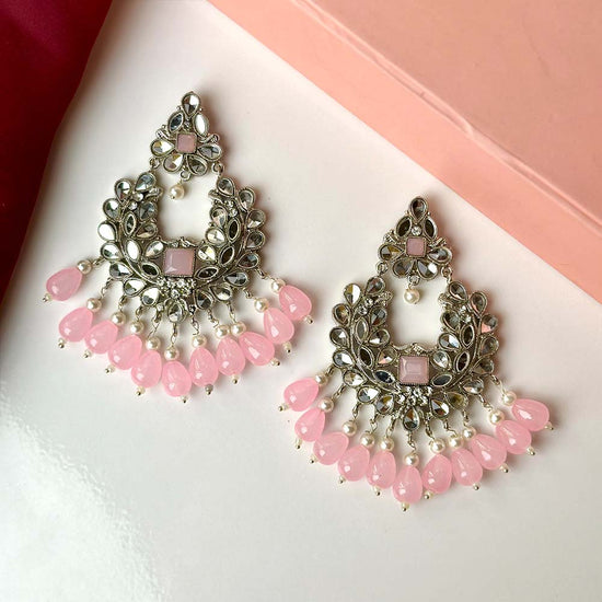 Ishaal Silver (Pink) Earring/Teeka Set