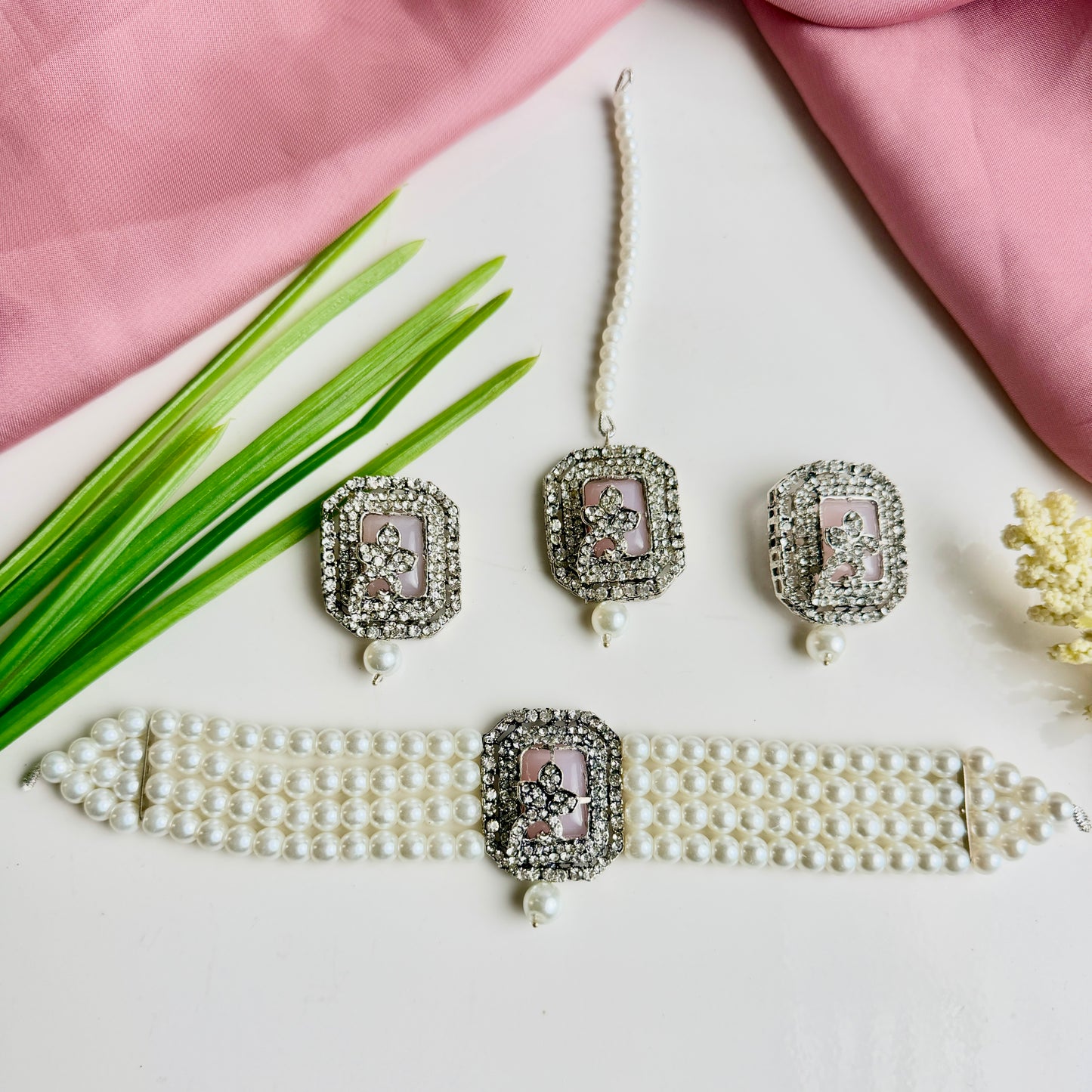 Jahanara Silver Set (Baby Pink)