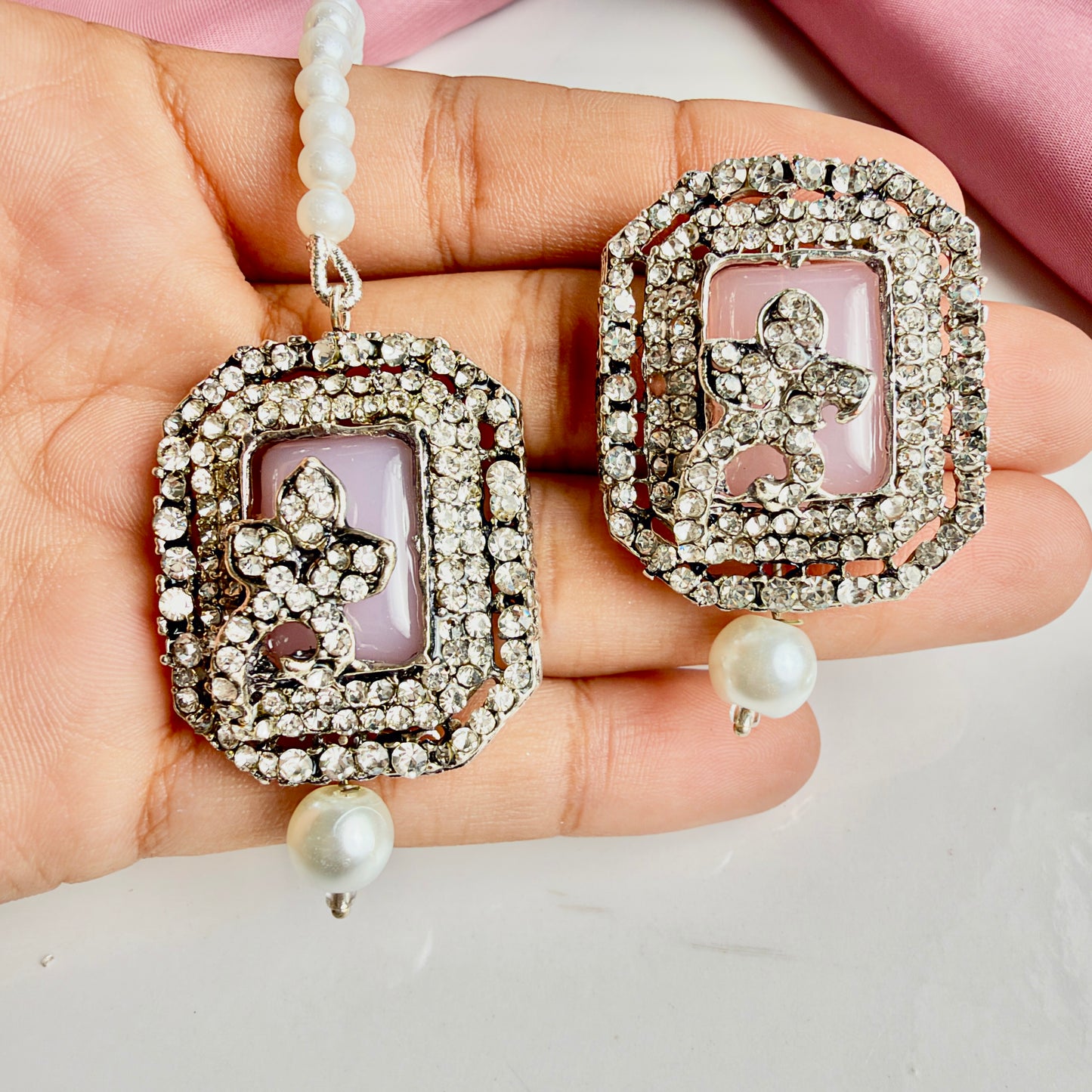 Jahanara Silver Set (Baby Pink)