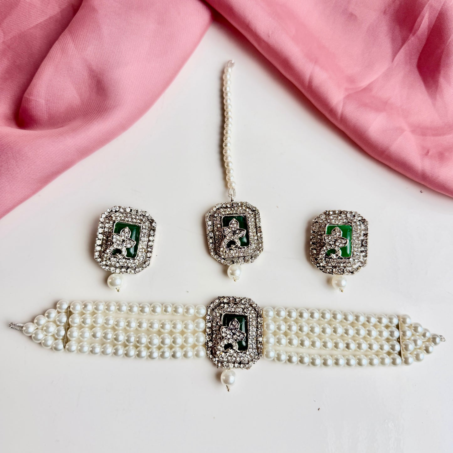 Jahanara Silver Set (Green)