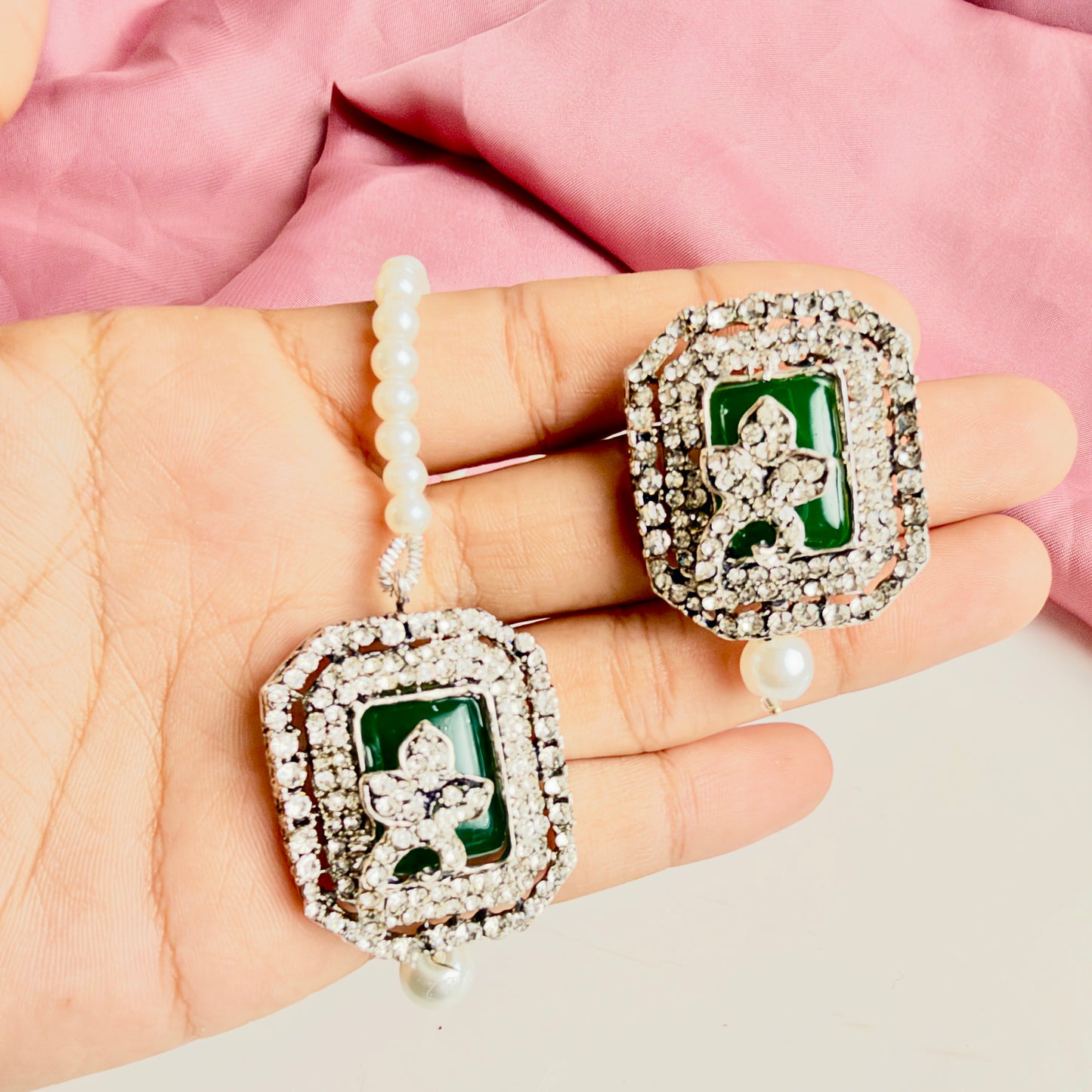 Jahanara Silver Set (Green)
