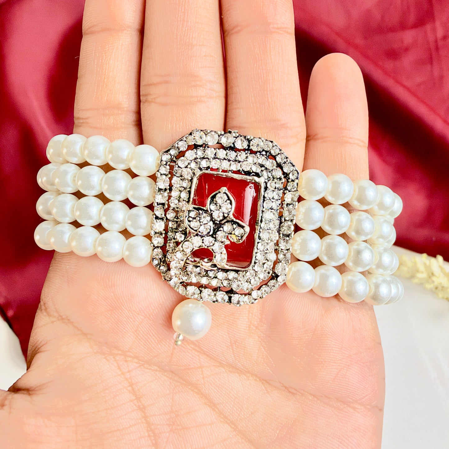 Jahanara Silver Set (Red)