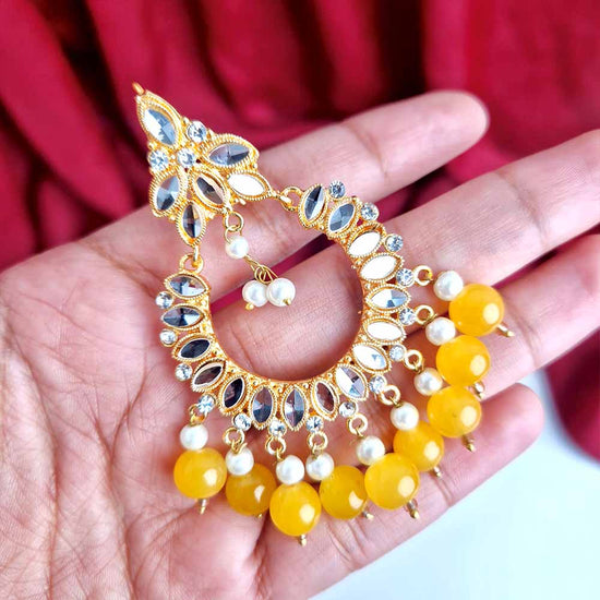 Crunchy Fashion Bollywood Jewellery Traditional Ethnic Bridal Bride Wedding  Bridesmaid Traditional Gold Plated Yellow Hoops Jhumka Earrings For Women's  & Girl's - Walmart.com