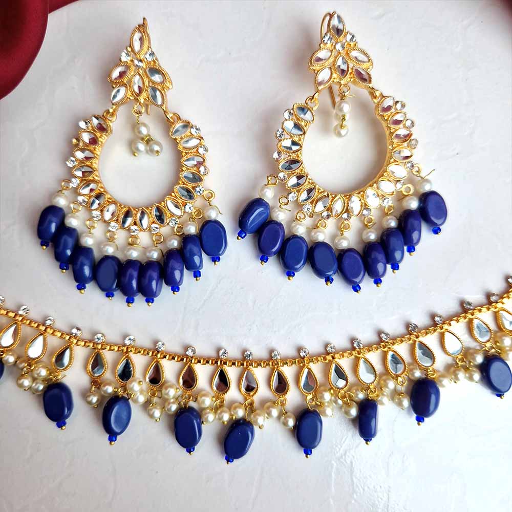 Load image into Gallery viewer, Manika Earrings/Necklace (Dark Blue)
