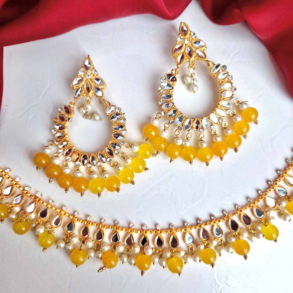 Load image into Gallery viewer, Manika Earrings/Necklace (Mustard Yellow)
