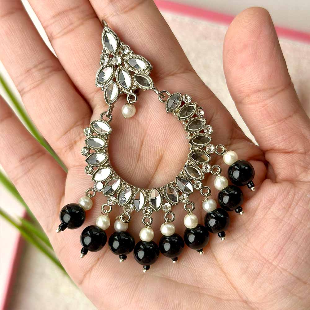 Manika Earrings (Silver Black)