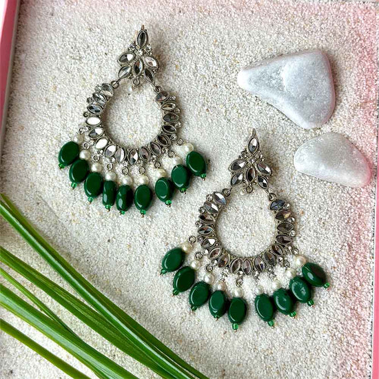 Manika Earrings (Silver Green)