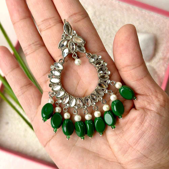 Manika Earrings (Silver Green)