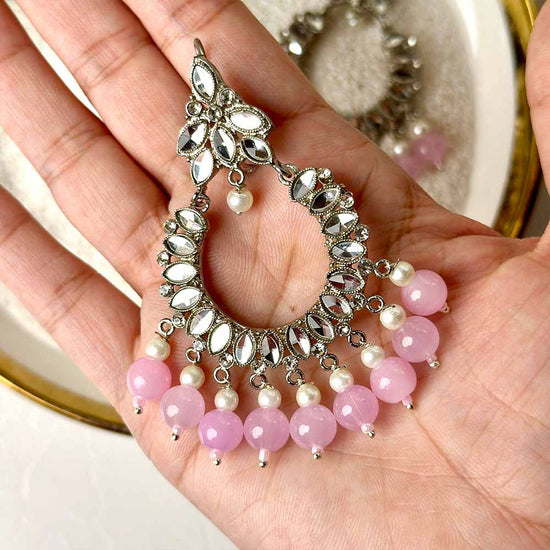 Manika Earrings (Silver Baby Pink)