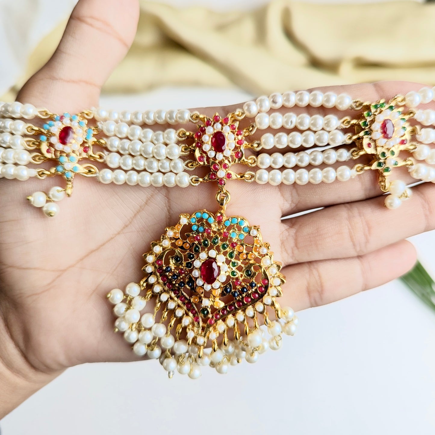 Naurattan Pearl Set (Red)