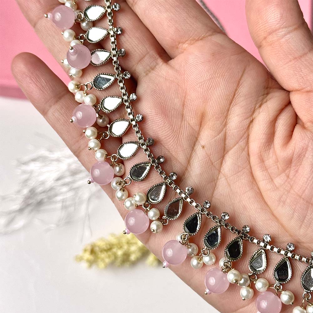 Neelum Necklace (Silver Baby Pink)