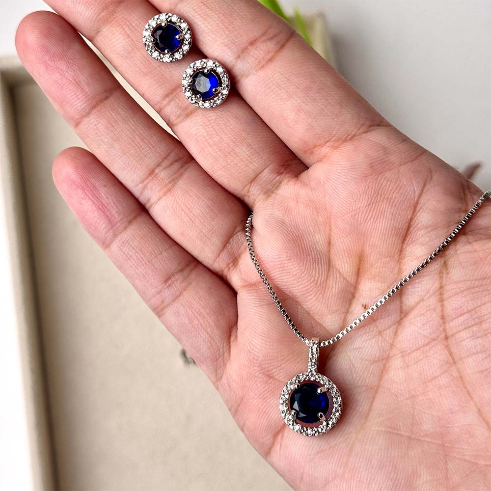 Olivia Pendant Set (Dark Blue)