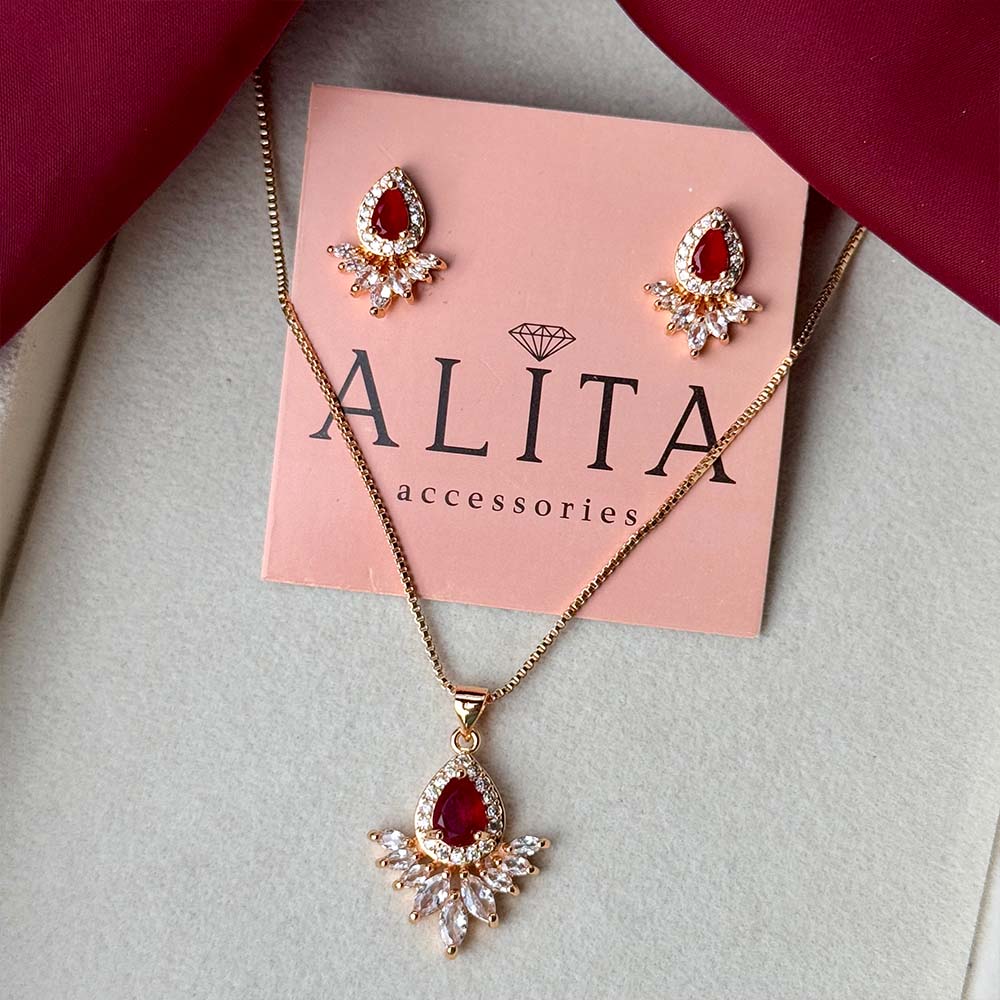 Petal Pendant Set (Red)